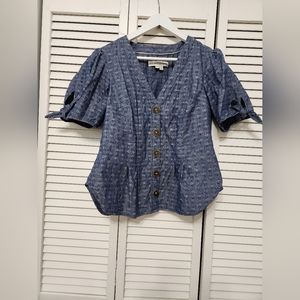 Anthropologie Pilcro Tied-Sleeve Blouse, Size 6